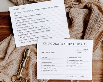 tarjeta de receta de cocina Plantilla de tarjeta de receta simple cocina ducha doble cara Receta Ducha nupcial Insertar tarjeta 5X7 3.5X5 4X6 Tarjeta de receta para niños