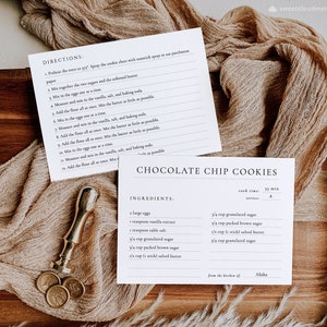 tarjeta de receta de cocina Plantilla de tarjeta de receta simple cocina ducha doble cara Receta Ducha nupcial Insertar tarjeta 5X7 3.5X5 4X6 Tarjeta de receta para niños