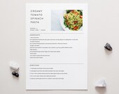 Minimal Recipe photo card Template, Simple Printable Recipe Template,Recipe Binder Editable,Modern Cookbook  Minimalist recipe cards 7 sizes