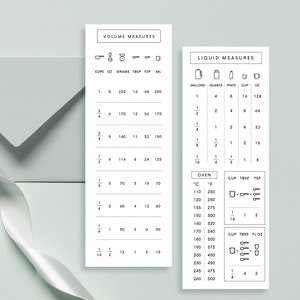 May include: A printable chart with volume and liquid measurements in cups, ounces, grams, tablespoons, teaspoons, milliliters, gallons, quarts, pints, and ounces. The chart also includes oven temperatures in Celsius and Fahrenheit, and conversions for cups, tablespoons, and teaspoons.