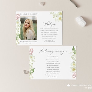 Lily Funeral Thank You Card modèle Fleur blanche Funérailles Merci Photo Editable Memorial Card Imprimable Merci Carte verdure 5x7 4x6