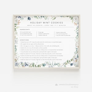 Holiday Recipe Card Template 8.5x11 A4 Christmas Editable Simple Recipe card Modern Recipe Printable Personalized recipe cards Winter Recipe