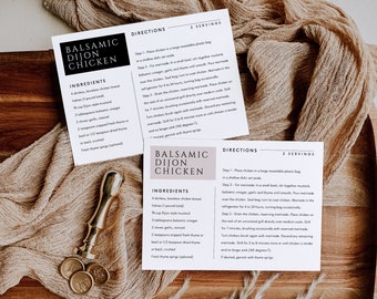 Modern Recipe Card Template Editable Simple Recipe card Minimalist Recipe Card Printable Recipe Card  Personalized recipe cards 4x6 5x7