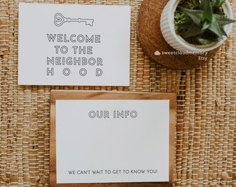 welcome to the neighborhood printable card neighbor card neighborhood welcome tag Template Simple New neighbour card Happy to meet you