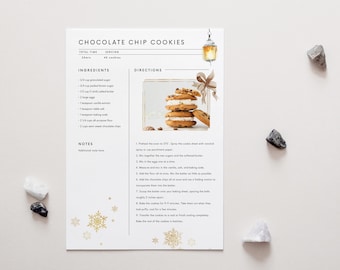 Holiday Recipe Card Template Christmas Editable Simple Recipe card Modern Recipe Printable Personalized Winter Recipe A4 US LETTER 8.5X11