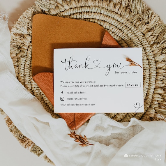 5 Sizes Business Thank You Card Template Simple Thank You Package