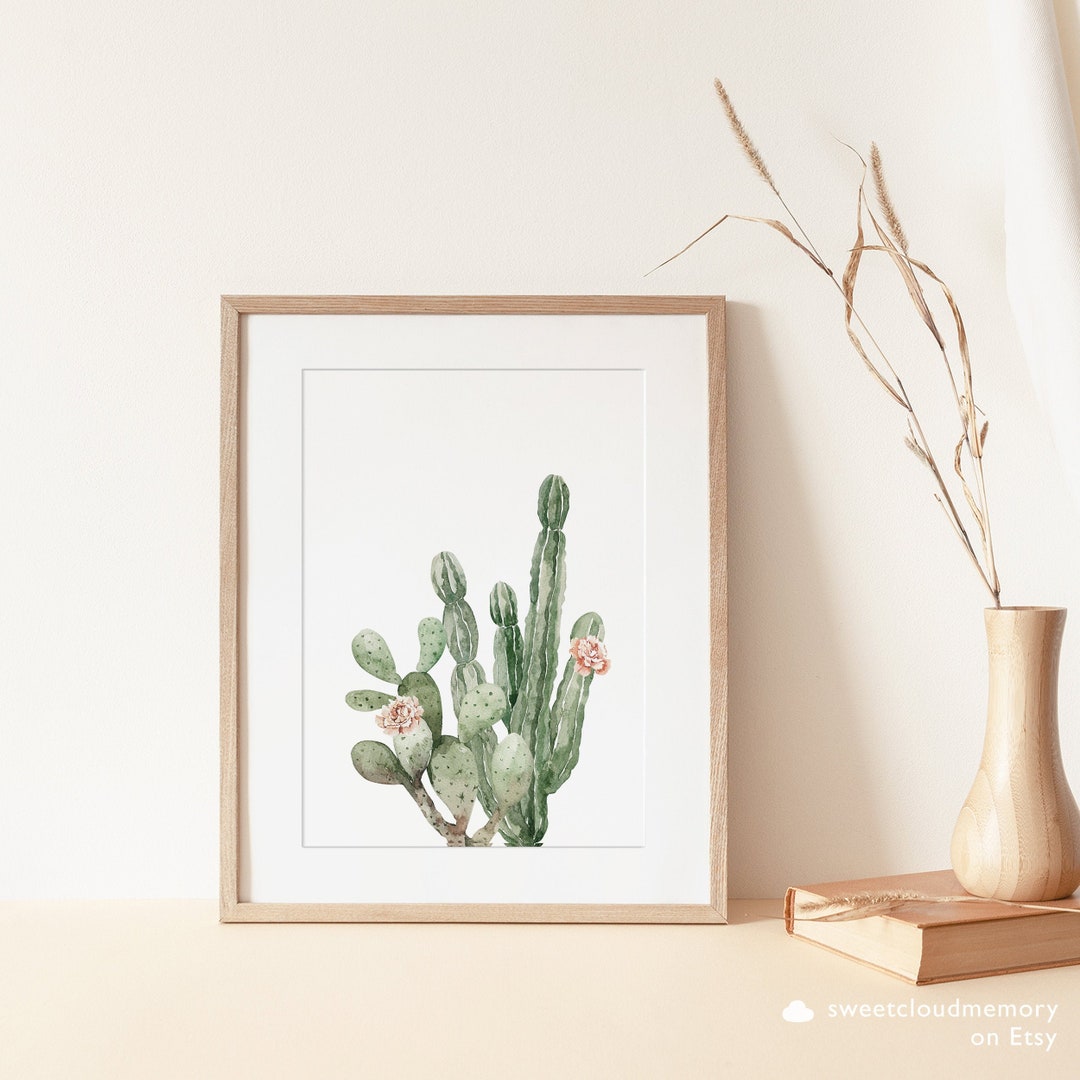 Cactus Desert Wall Art Print Green Cactus Floral Wall Art Print Boho ...
