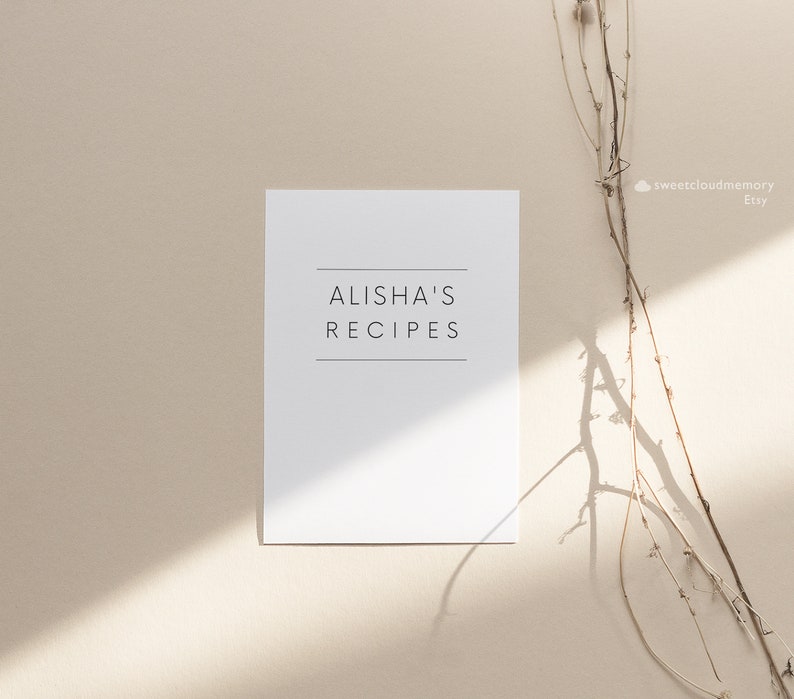 Minimal Recipe Card Template Editable Simple Recipe card Modern Recipe Card Printable Recipe Personalized card 5x7 A5 A4 5.5x8.5 8.5x11 image 5