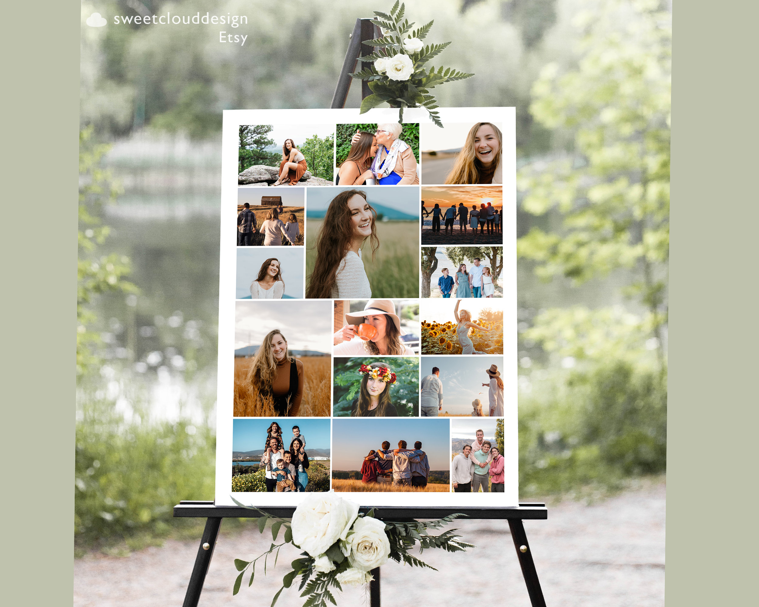 Multiple Funeral Funeral Collage Sign Memorial Service Celebrating the Life Multiple ...