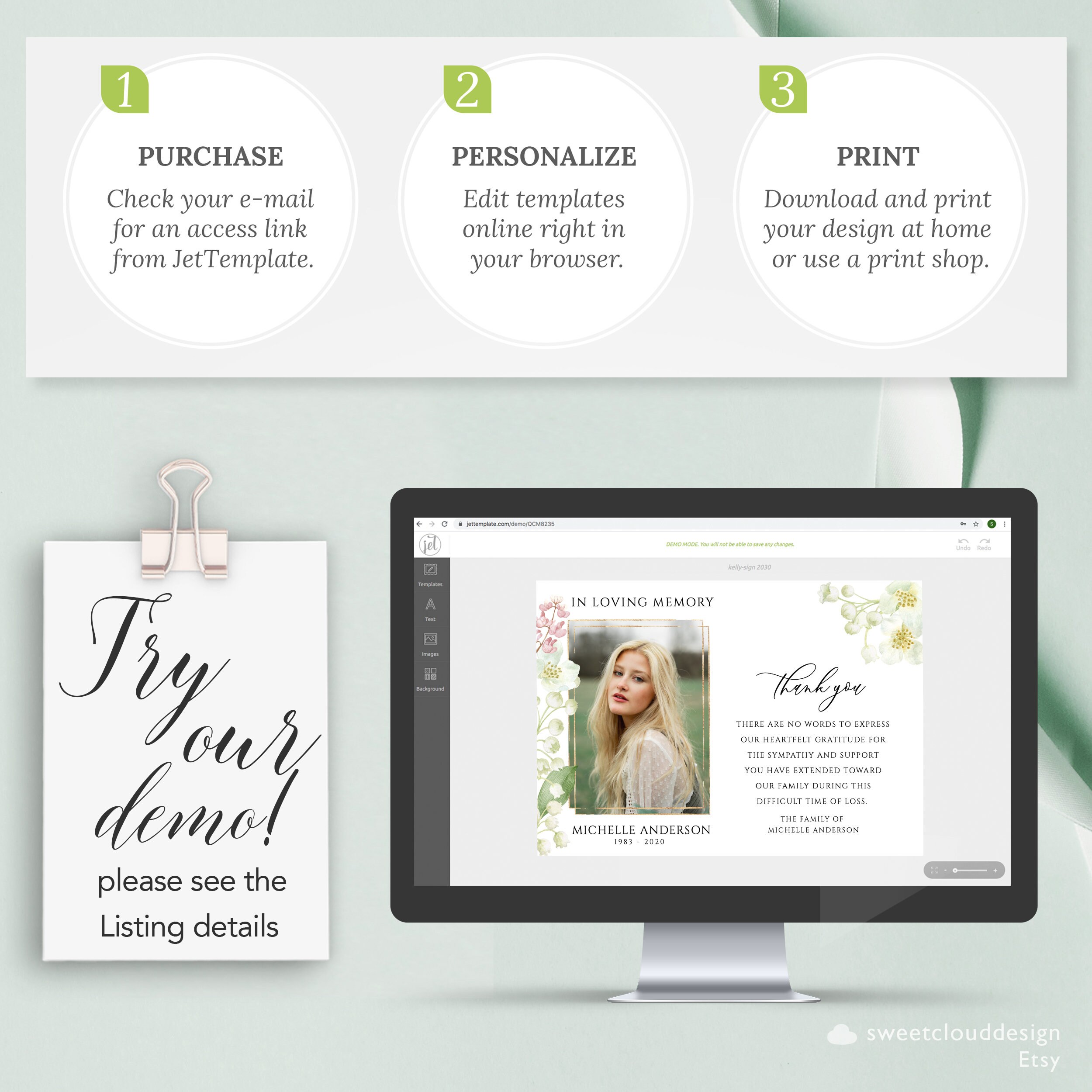 Lily Funeral Thank You Card Template White Flower Funeral Thank You ...