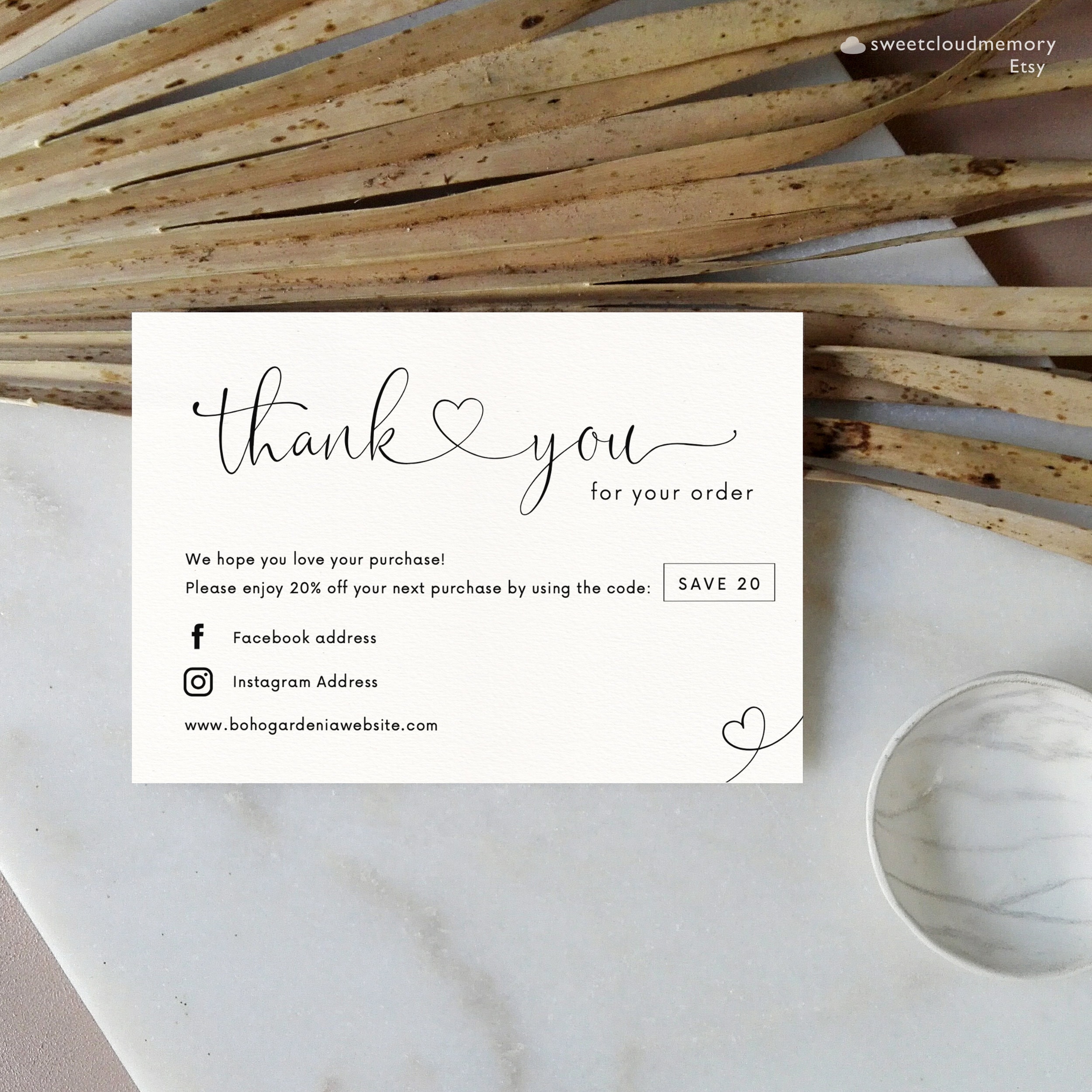 5 Sizes Business Thank You Card Template Simple Thank You Package