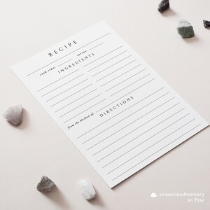 kitchen recipe card template Simple recipe template kitchen shower double sided Recipe Bridal Shower Insert 8.5x11 A4 5X7 3.5X5 4X6 A6 A7 image 6
