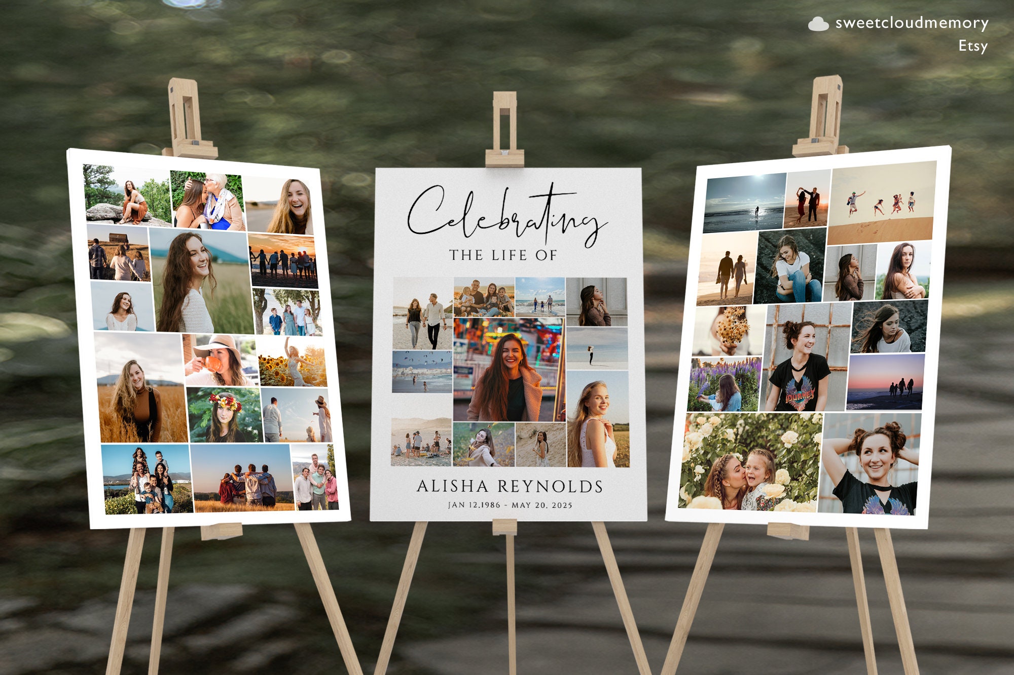 Funeral  collage welcome sign Memorial collage photo sign Funeral Simple Collage funeral sign Memorial Service Celebration multiple sign