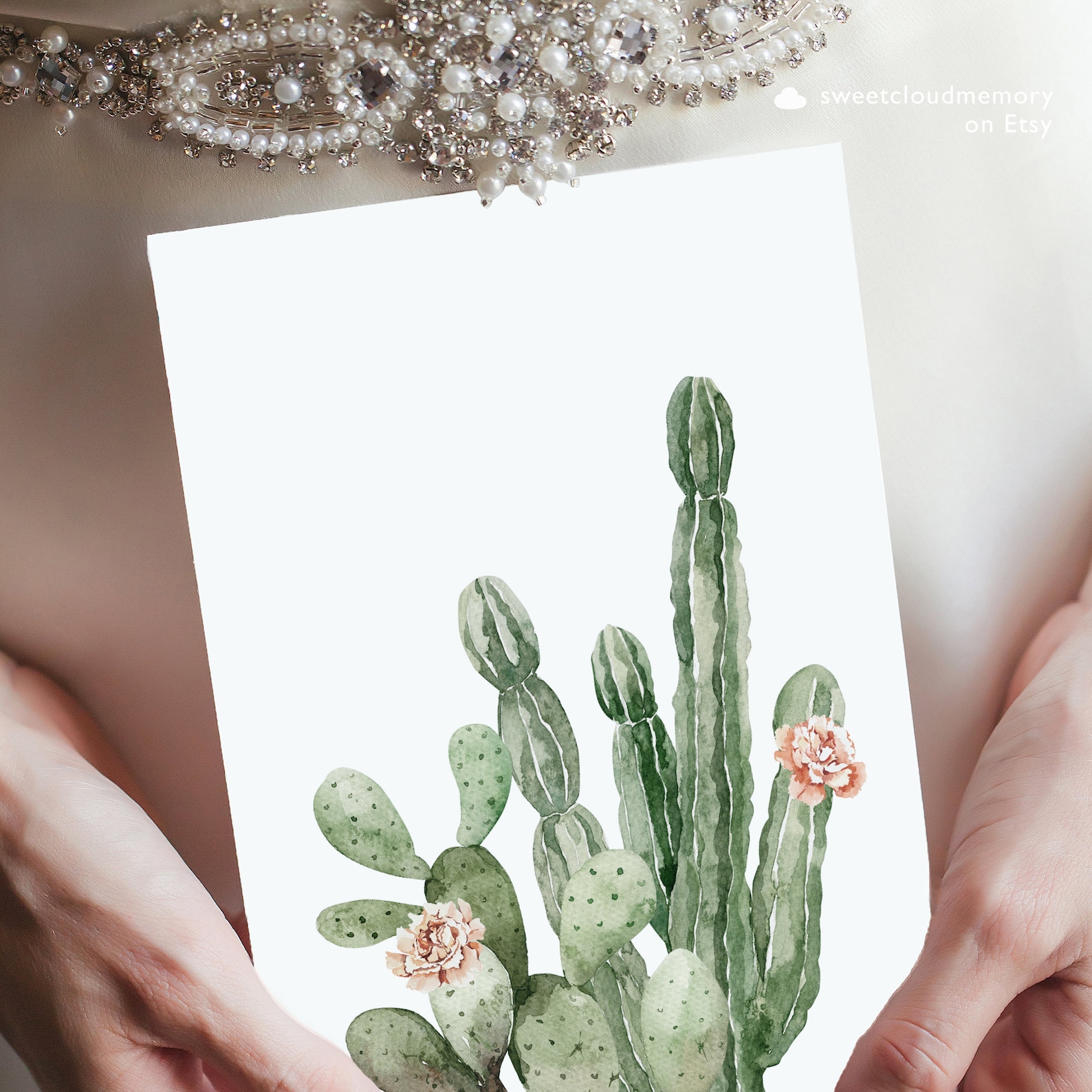 Cactus Desert Wall Art Print Green Cactus Floral Wall Art Print Boho ...