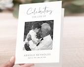Minimalist Funeral Program Canva Template Simple Funeral Memorial program Order of Service Funeral Service foldable Celebration of life