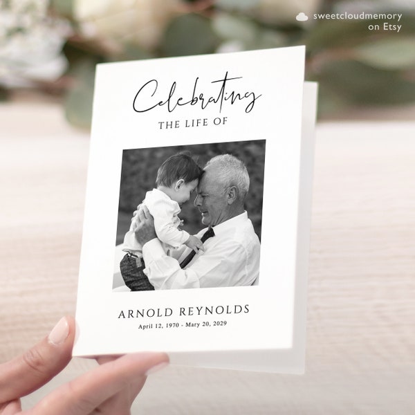 Minimalist Funeral Program Canva Template Simple Funeral Memorial program Order of Service Funeral Service foldable Celebration of life