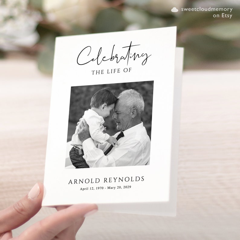 Minimalist Funeral Program Template Simple Funeral Memorial program Printable Order of Service Funeral Service foldable Celebration of life