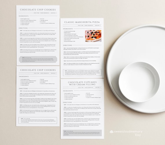 US LETTER SIZE Simple Recipe Template Editable, Modern Printable Recipe Template,Recipe Printable cards ,Modern Cookbook Template Minimal