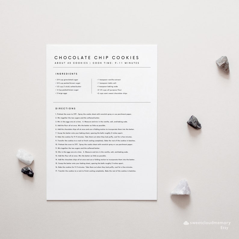 Minimal Recipe Card Template Editable Simple Recipe card Modern Recipe Card Printable Recipe Personalized card 5x7 A5 A4 5.5x8.5 8.5x11 image 4