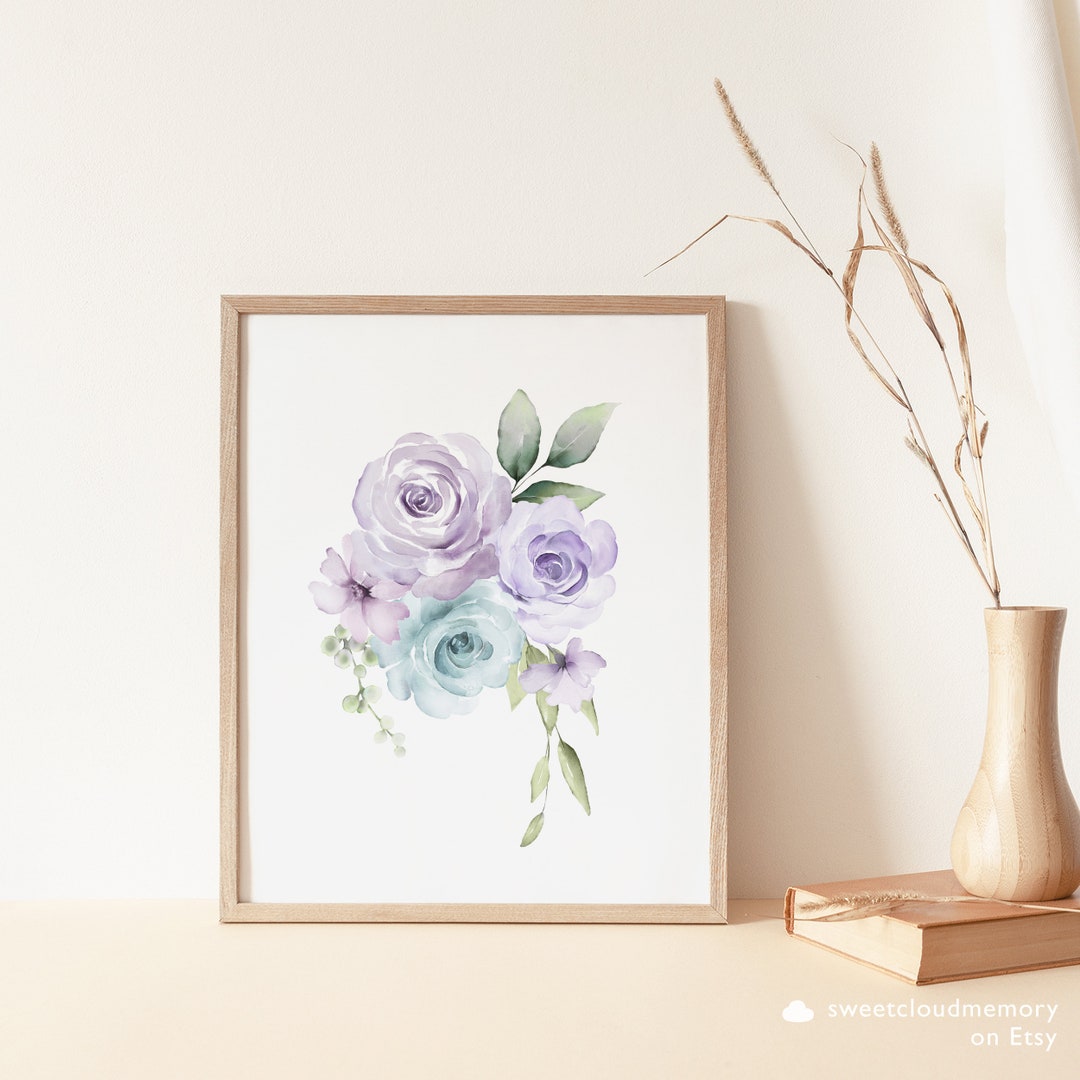Soft Purple Floral Wall Art Prints Lilac Printable Flower Art Printable ...