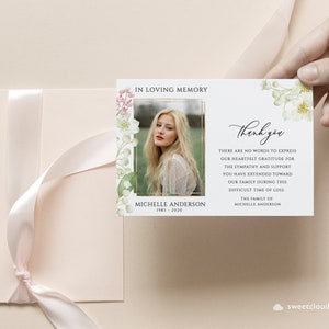 Lily Funeral Thank You Card Template White Flower Funeral Thank You ...
