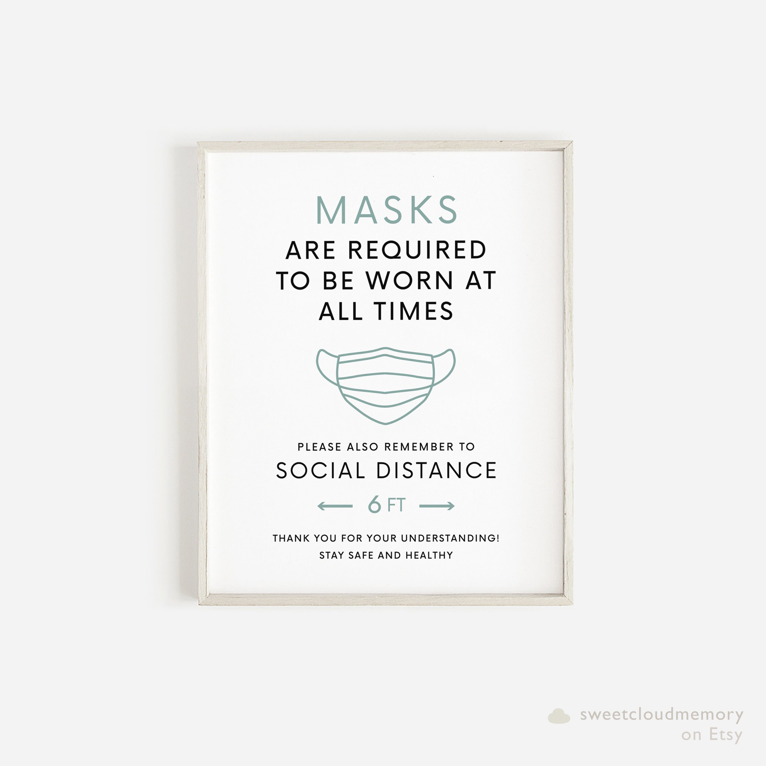 Simple Printable Mask Sign Template Editable Mask Signs Keep Etsy