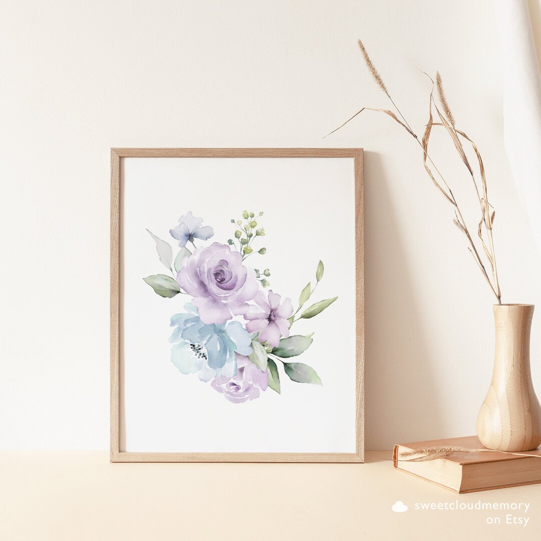 Purple Floral Art Prints Lavendar Printable flower art Etsy France