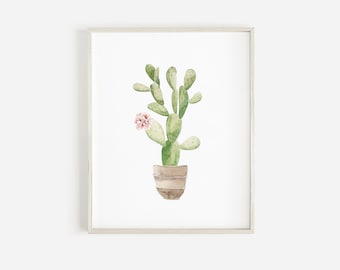 Boho Cactus Prints Cactus flower wall art print boho Printable cactus art Watercolor boho cactus in pot art print boho flower art print 15