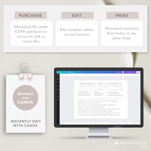 MINIMAL Recipe Card Template Simple Recipe card CANVA Recipe Editable Modern Recipe Card Printable Recipe Personalized recipe 4x6 5x7 A5 A6 image 8