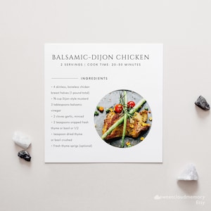Modello per biglietto di ricetta quadrato con foto Scheda di ricetta moderna modificabile Scheda di ricetta minimalista Scheda di ricetta minimale Foto rotonda stampabile