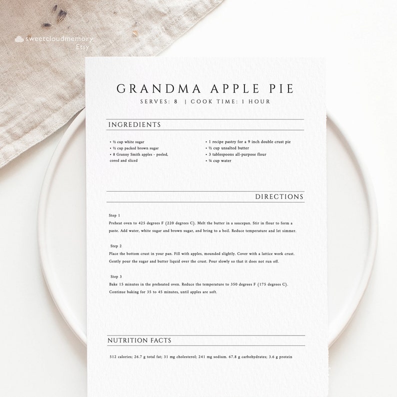 A4 Editable Recipe Template Recipe Binder Digital Download Etsy UK