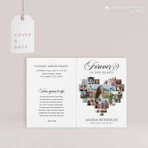 Heart Collage Funeral Program Template Simple Photo Funeral Memorial ...