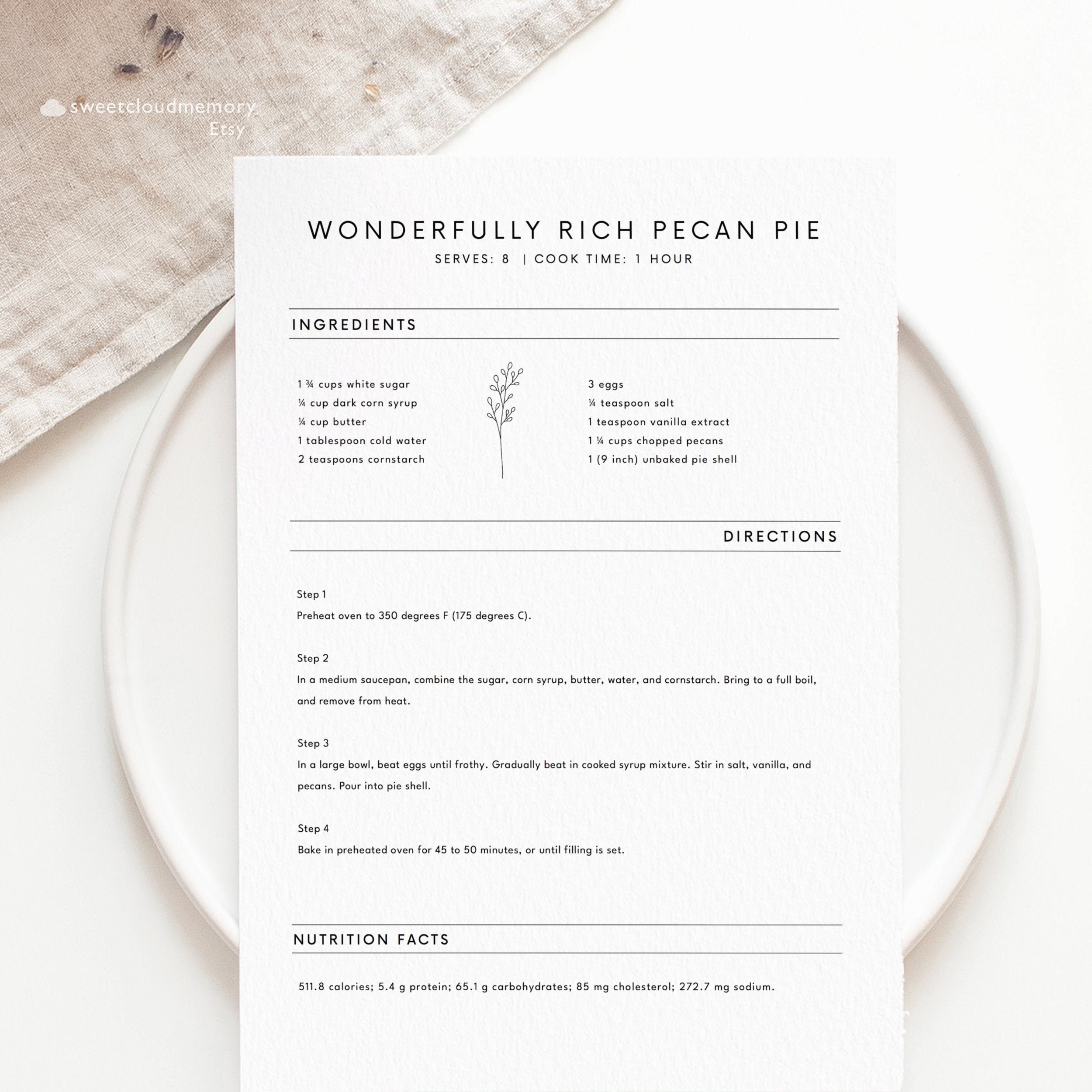 Minimal Recipe Card Template Editable Simple Recipe Card - Etsy minimal-recipe-card-template-editable-simple-recipe-card-etsy