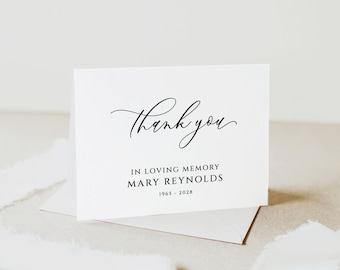 Minimal Thank You Card Blush Simple Funeral Thank You tented card Editable Memorial Card Printable Minimalist Thank You card