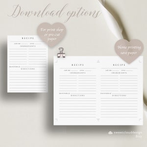 kitchen recipe card template Simple recipe template kitchen shower double sided Recipe Bridal Shower Insert 8.5x11 A4 5X7 3.5X5 4X6 A6 A7 image 8