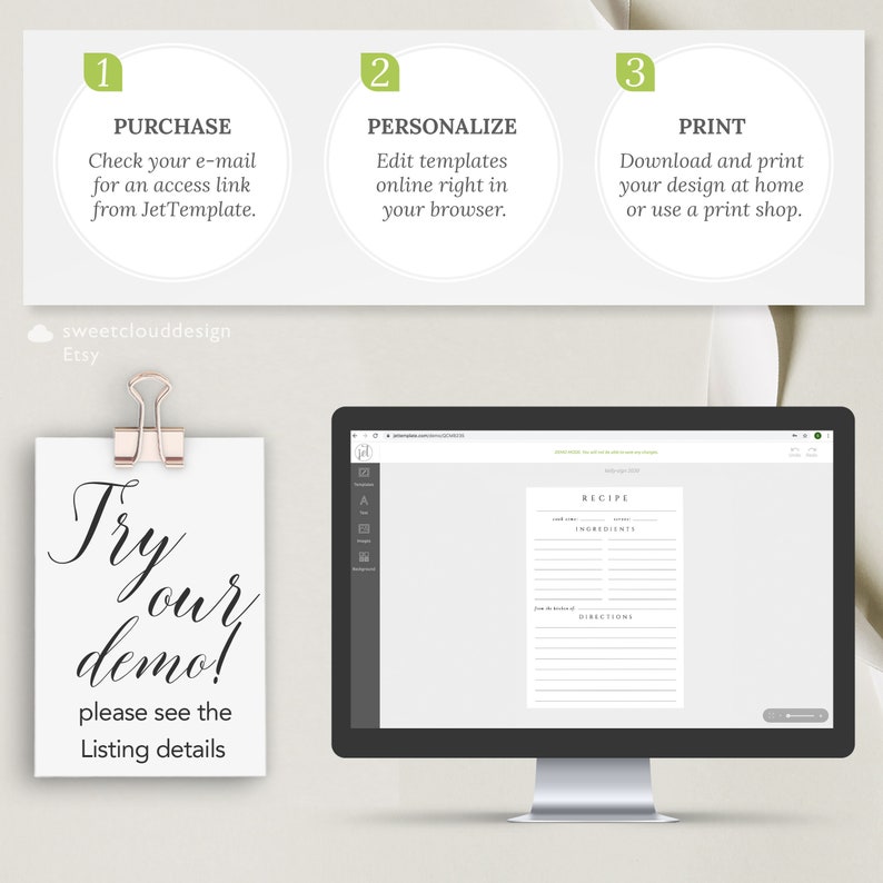 kitchen recipe card template Simple recipe template kitchen shower double sided Recipe Bridal Shower Insert 8.5x11 A4 5X7 3.5X5 4X6 A6 A7 image 9