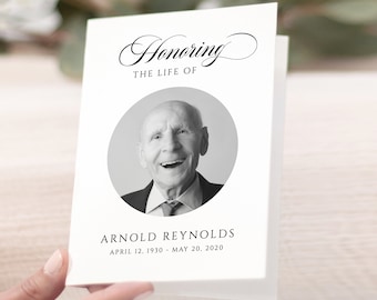 Simple Funeral Program Template, Elegant black and white Funeral Memorial program, Minimal Funeral Service,In loving Memory Celebration life
