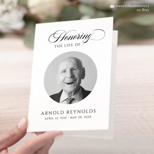 Funeral Program Template Black and White Funeral Memorial - Etsy