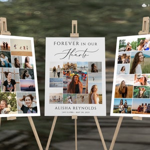Memorial collage Poster Funeral Simple Collage Poster sign Poster collage funeral sign Memorial Service collage Celebration multiple poster