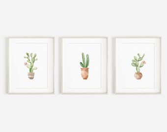 Boho Cactus Prints Cactus flower wall art print boho Printable cactus art Watercolor boho cactus in pot art print boho flower art print 15