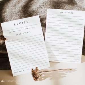 kitchen recipe card template Simple recipe template kitchen shower double sided Recipe Bridal Shower Insert 8.5x11 A4 5X7 3.5X5 4X6 A6 A7 image 4