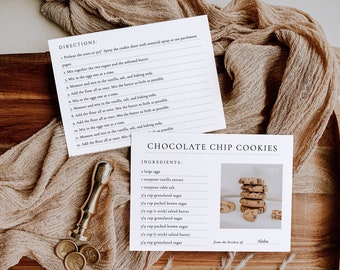 tarjeta de receta de cocina Foto Plantilla de tarjeta de receta simple editable ducha de cocina receta de doble cara Ducha nupcial Insertar tarjeta niños Tarjeta de receta