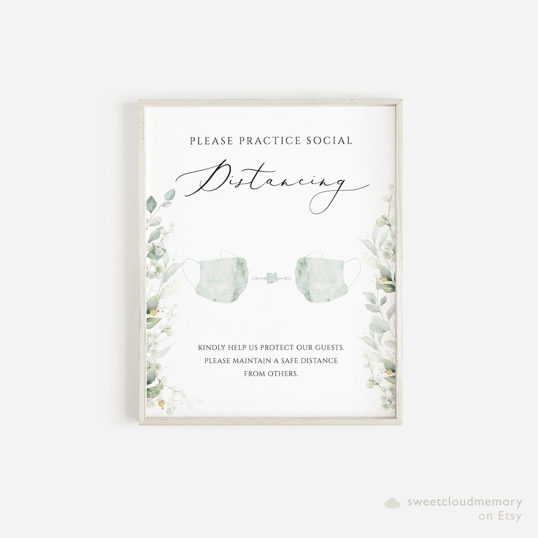 Social Distance Sign Template Editable Social Distance Sign Greenery ...