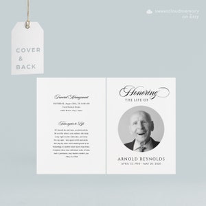Simple Funeral Program Template, Elegant Black and White Funeral ...
