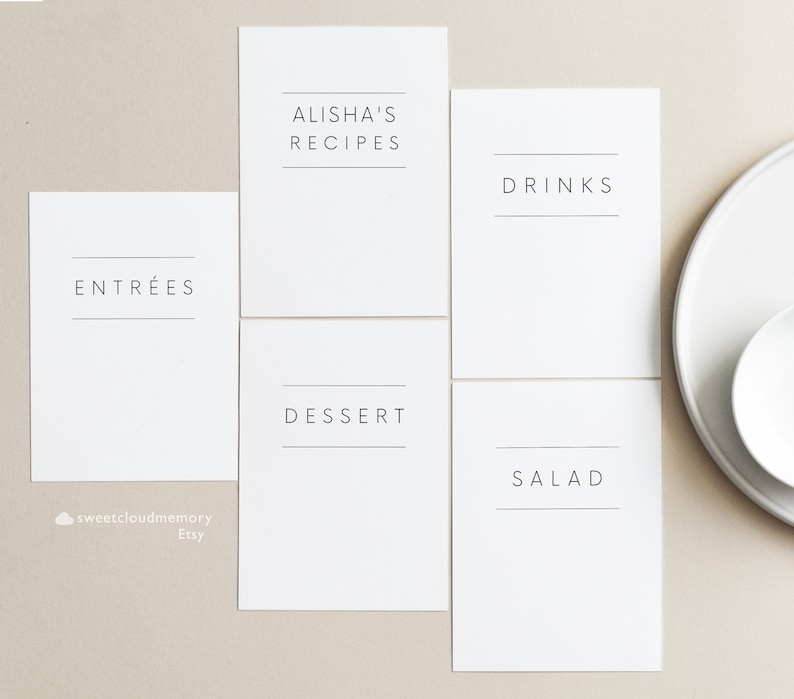 Minimal Recipe Card Template Editable Simple Recipe card Modern Recipe Card Printable Recipe Personalized card 5x7 A5 A4 5.5x8.5 8.5x11 image 2