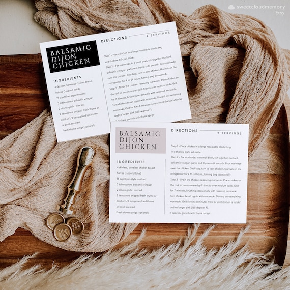 Modern Recipe Card Template Editable Simple Recipe card Minimalist Recipe Card Printable Recipe Card  Personalized recipe cards 4x6 5x7