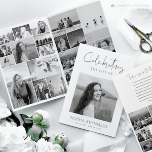 Funeral Program collage Template Simple photo Funeral program Memorial program Printable Funeral Service tented foldable funeral program