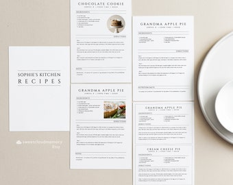 Modèle de recette US LETTER SIZE modifiable, modèle de recette imprimable simple, classeur de recette imprimable, modèle de livre de cuisine moderne, modèle minimal