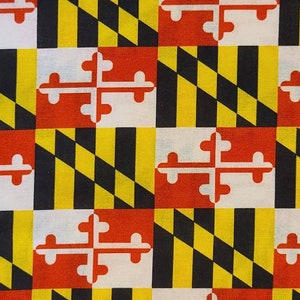 MARYLAND Flag 100% cotton fabric by the HALF YARD (appx 58 in width of fabric)
