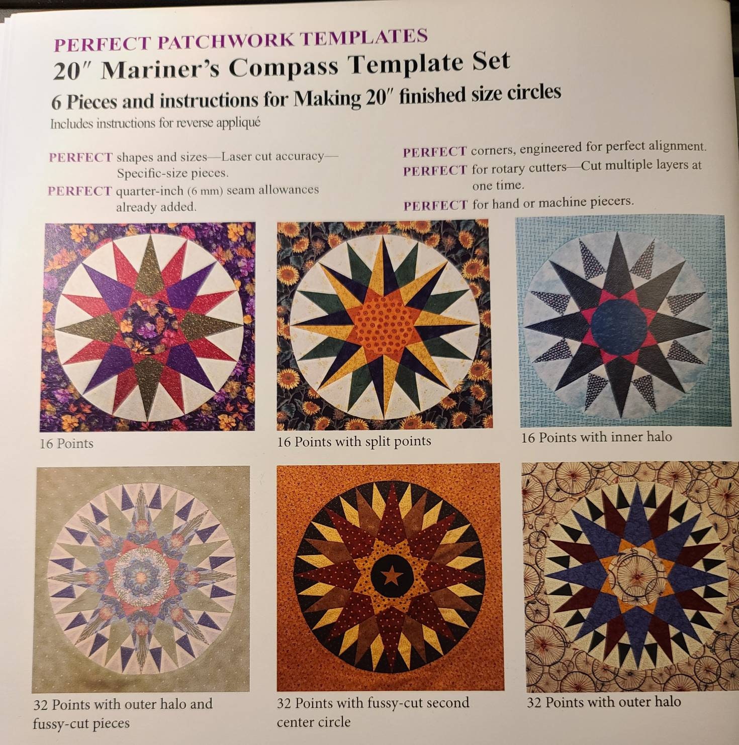 Mariner's Compass 20 Template Set for quilting and Etsy